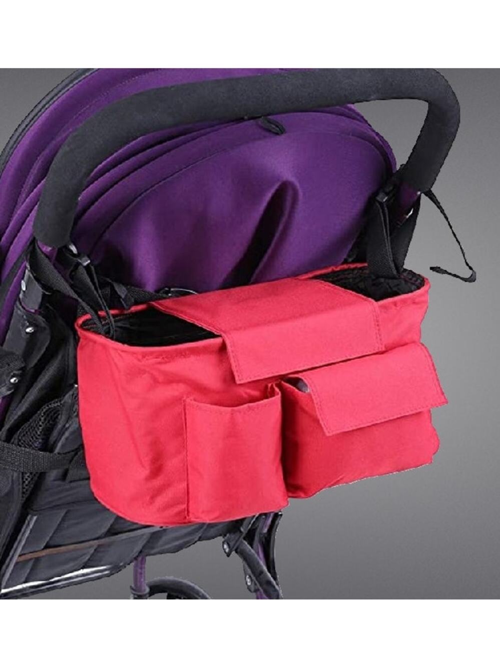 Red Universal Stroller Organizer Bag with Adjustable Straps